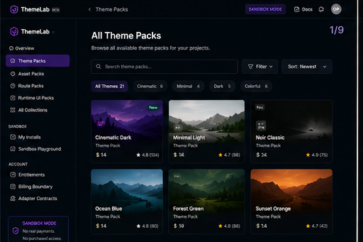 Theme Pack Catalog Board panel 1